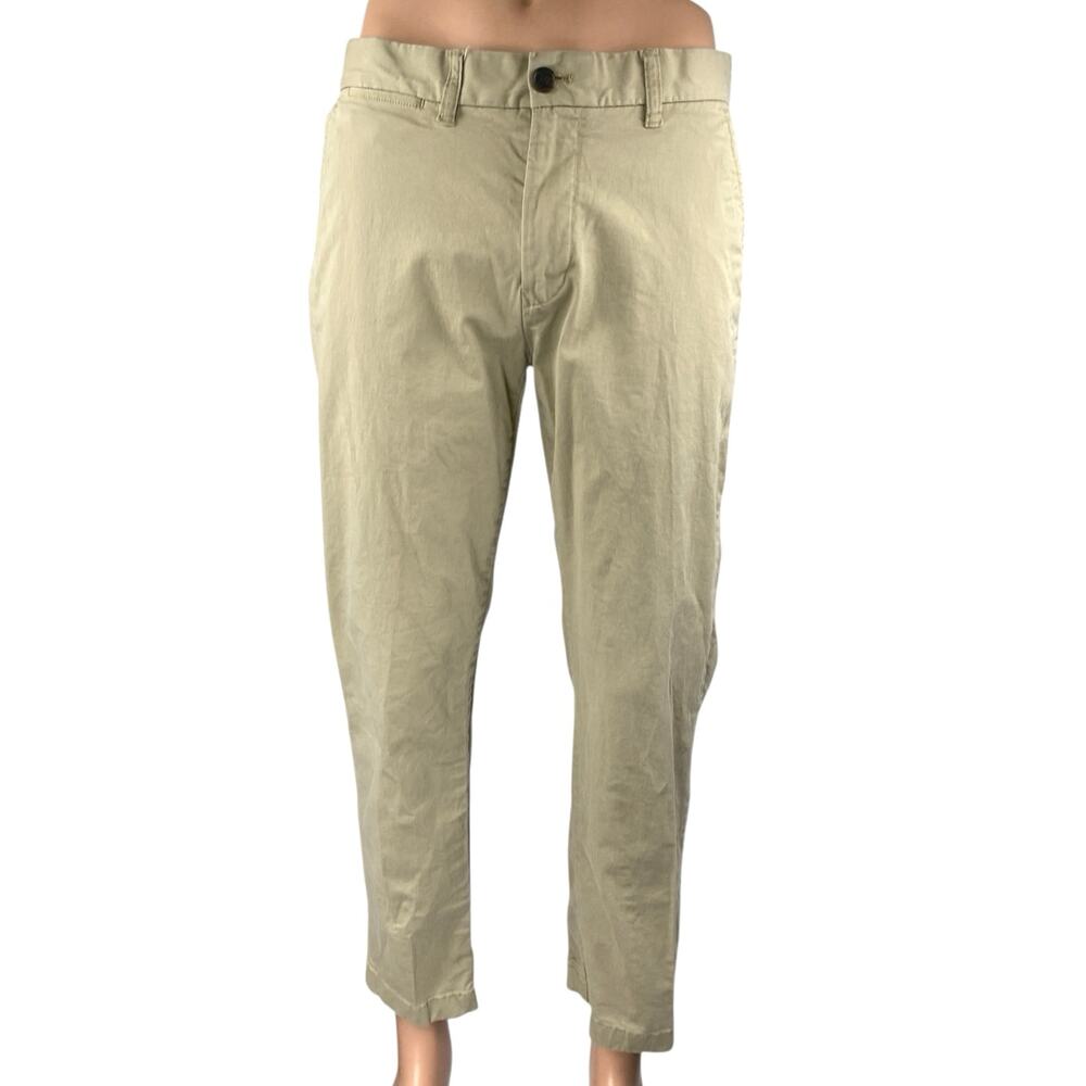 Tommy Hilfiger Men's Beige Straight Leg Mid Rise Chino Trousers Dress Pants 32